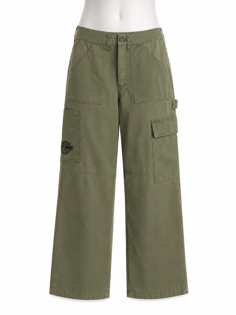 Size 26 Harley-Davidson Women’s Olive Green Cargo Pants Utility Wide Leg